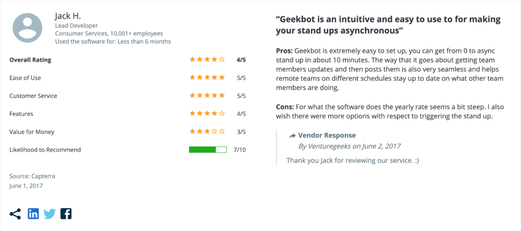 Geekbot capterra review