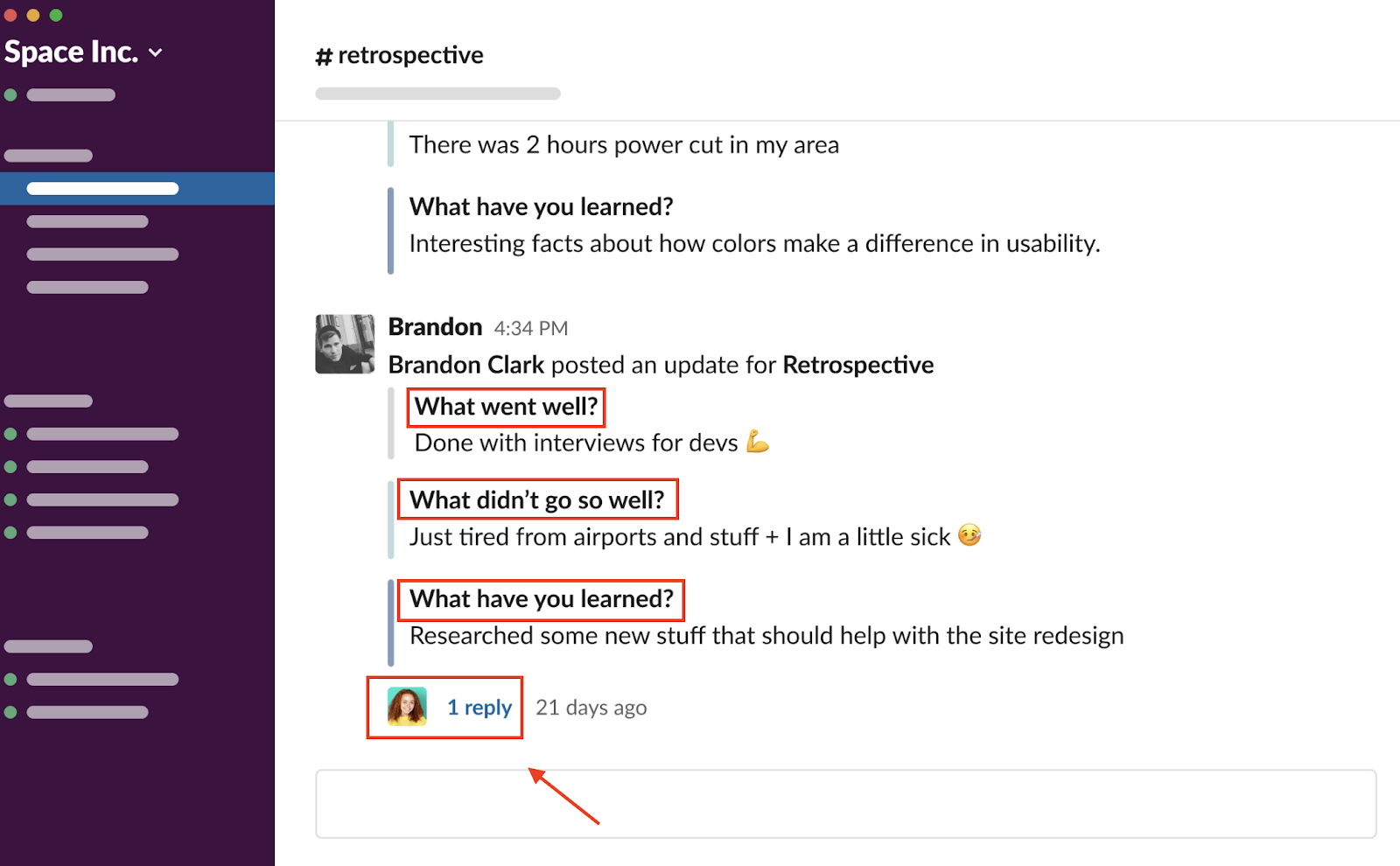 Geekbot gives the option of having a #retrospective channel within Slack.