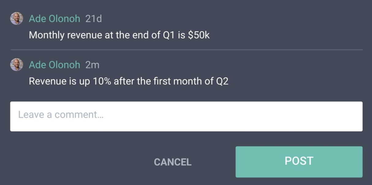 Monthly revenue at the end of Q1