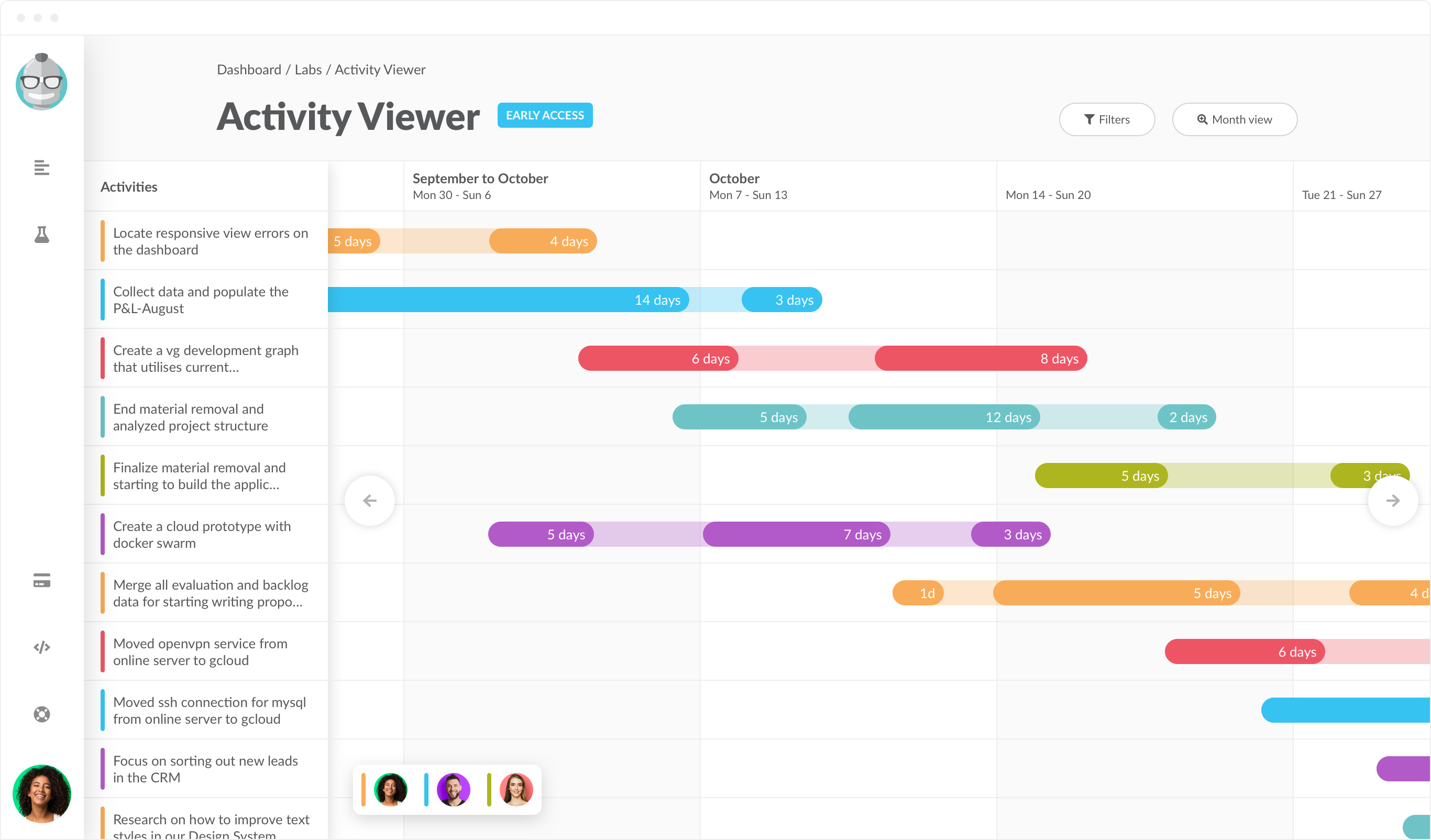 Activity Viewer Month view
