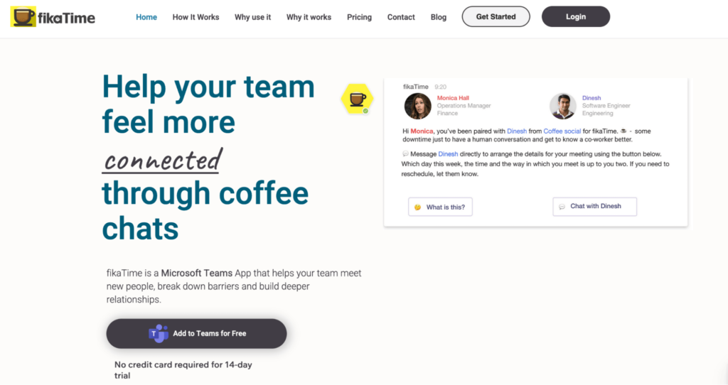 Help your team feel more connected through coffee chats. 
